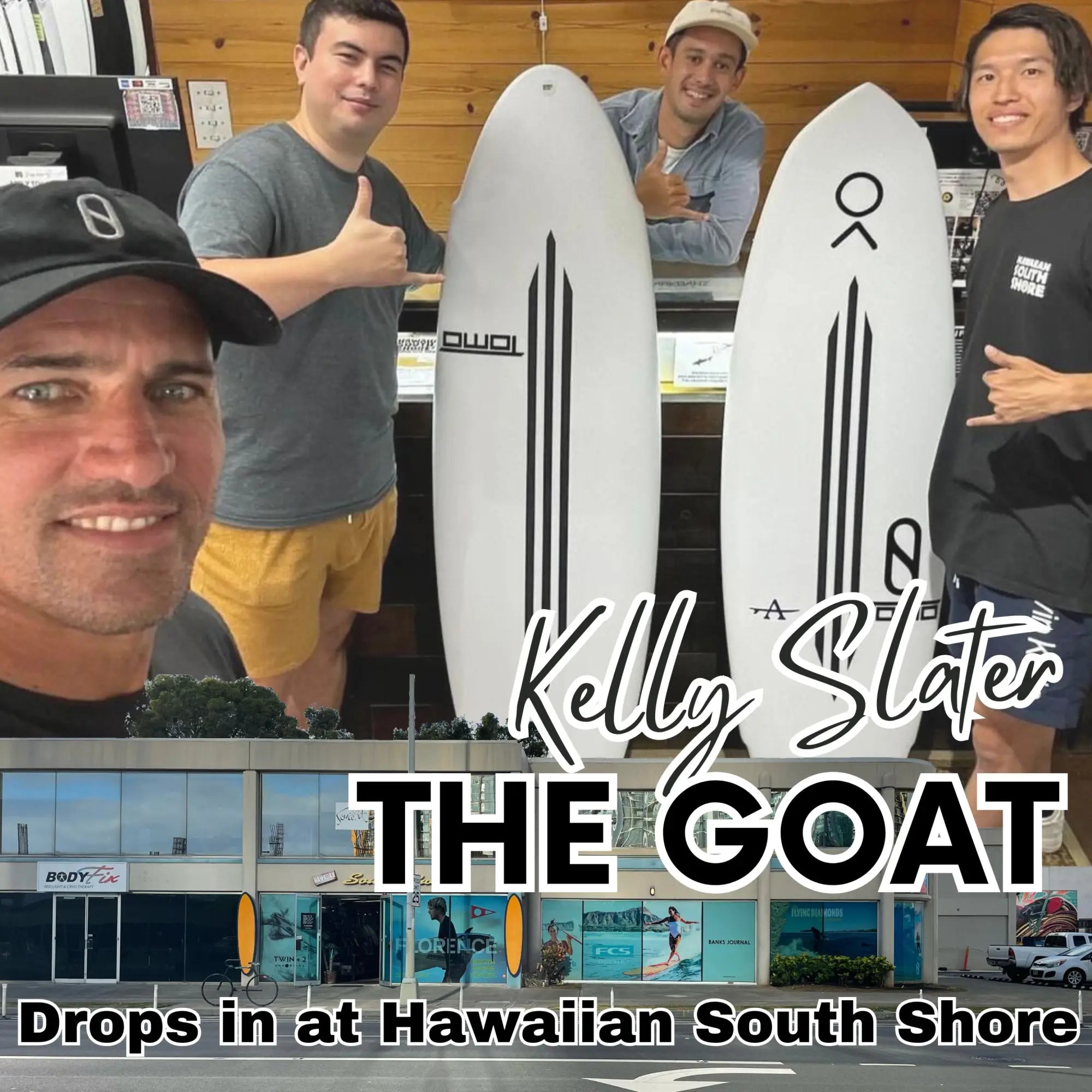 The GOAT Kelly Slater Drops in at Hawaiian South Shore