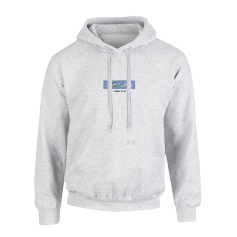 Aloha Days Hoodie Box Logo Made In Hawaii (Small-Large) Grey - CLOTHING - [Surfboards Surf Shop and Clothing Boutique Honolulu]