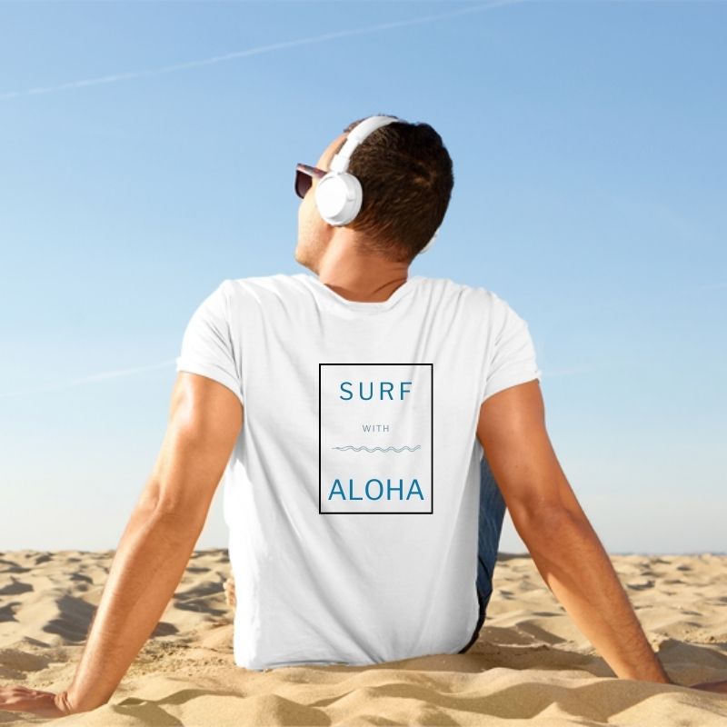 Aloha Days Men's Tee Surf & Aloha Made in Hawaii (Small-XLarge) White