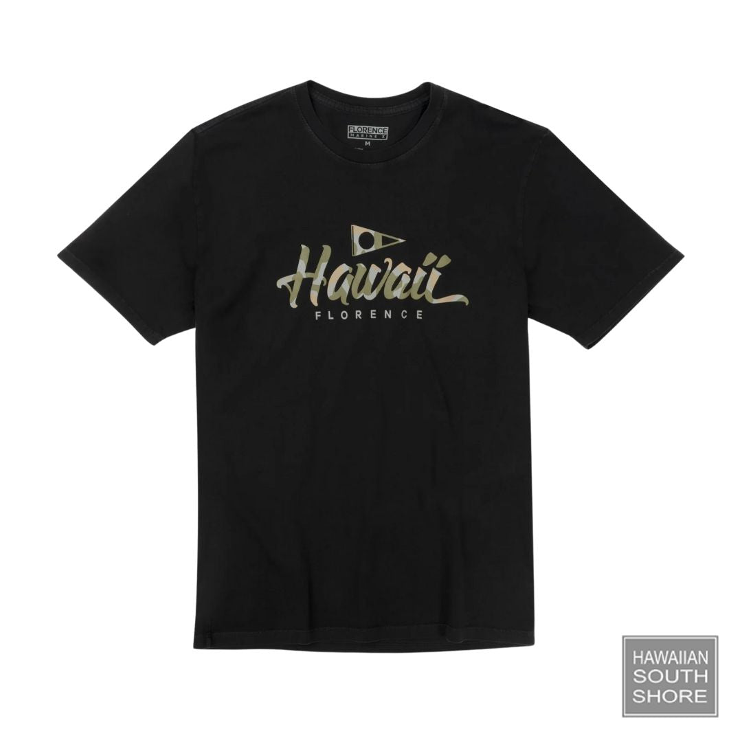 Florence Marine X T-Shirt Island Script (Small-XXLarge) Black - CLOTHING - [Surfboards Surf Shop and Clothing Boutique Honolulu]