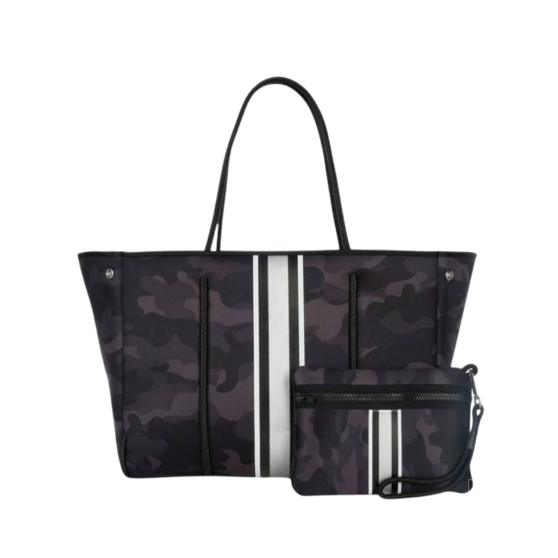 HA Bag Grayson PRIME Neoprene Tote White Black Silver Stripe - BAG - [Surfboards Surf Shop and Clothing Boutique Honolulu]