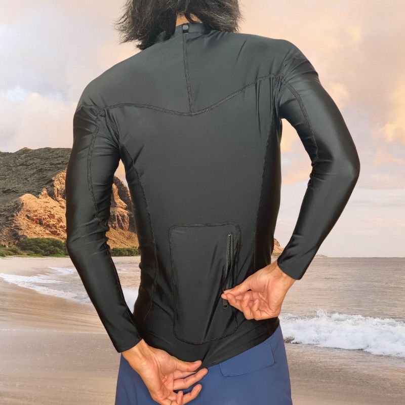 HawaiianSouthShore W/P Rashguard Fitted (Small-XLarge) Longsleeves Black - CLOTHING - [Surfboards Surf Shop and Clothing Boutique Honolulu]