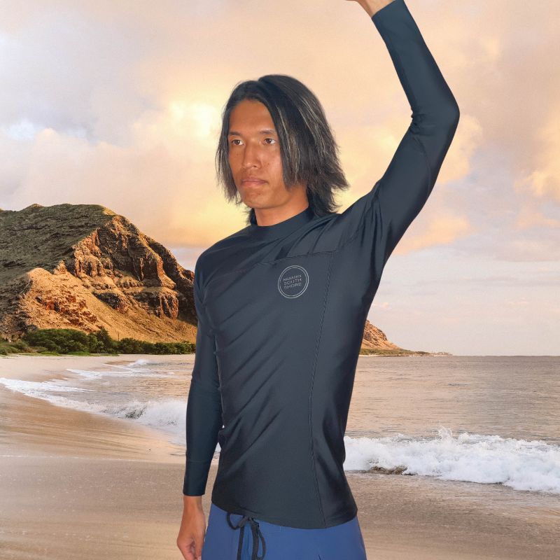 HawaiianSouthShore W/P Rashguard Fitted (Small-XLarge) Longsleeves Black - CLOTHING - [Surfboards Surf Shop and Clothing Boutique Honolulu]