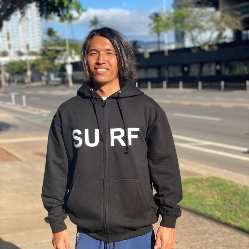 Aloha Days Hoodie Surf in Honolulu LTD Flower (Small-XXLarge) Black White - CLOTHING - [Surfboards Surf Shop and Clothing Boutique Honolulu]