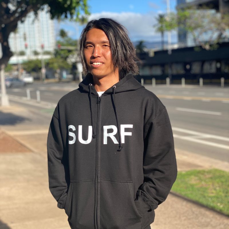 Aloha Days Hoodie Surf in Honolulu LTD Flower (Small-XXLarge) Black White - CLOTHING - [Surfboards Surf Shop and Clothing Boutique Honolulu]