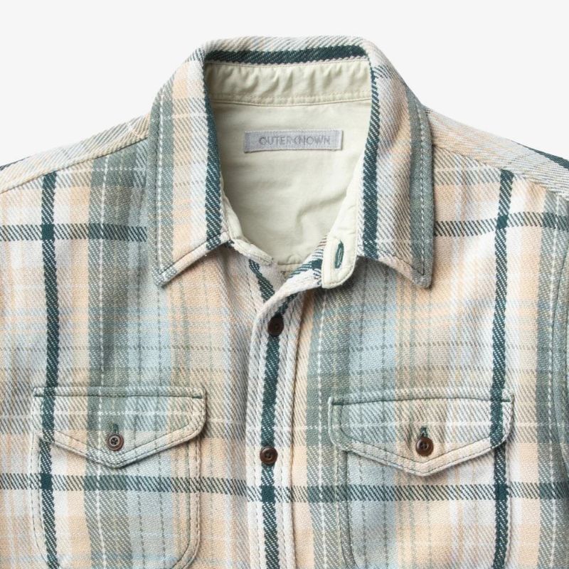 Outerknown SHIRT Grey Mist Bienvenido Plaid Medium - CLOTHING - [Surfboards Surf Shop and Clothing Boutique Honolulu]