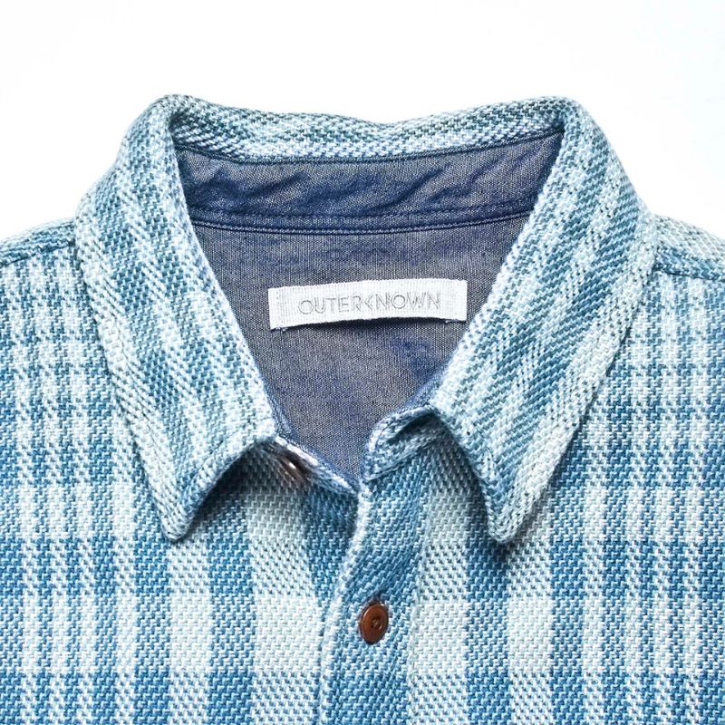 Outerknown SHIRT Small Adriatic Lucent Plaid - CLOTHING - [Surfboards Surf Shop and Clothing Boutique Honolulu]