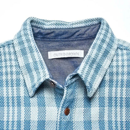 Outerknown SHIRT Small Adriatic Lucent Plaid - CLOTHING - [Surfboards Surf Shop and Clothing Boutique Honolulu]