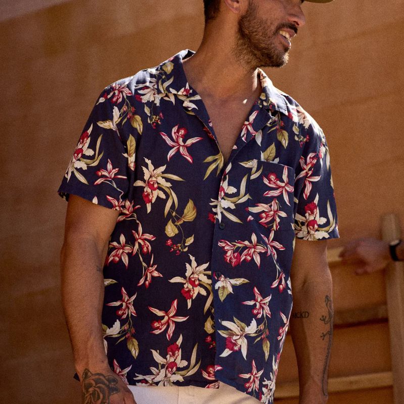 Outerknown SHIRT The BBQ (Med-XLarge) Marine Tropical Flora