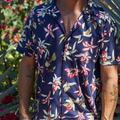 Outerknown SHIRT The BBQ (Med-XLarge) Marine Tropical Flora