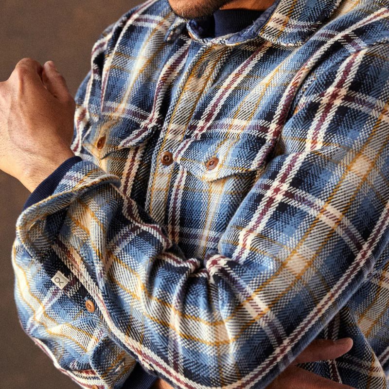 Outerknown SHIRT (Medium-XLarge) French Blue Spotlight Plaid - CLOTHING - [Surfboards Surf Shop and Clothing Boutique Honolulu]