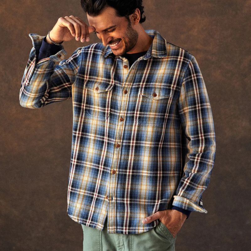 Outerknown SHIRT (Medium-XLarge) French Blue Spotlight Plaid - CLOTHING - [Surfboards Surf Shop and Clothing Boutique Honolulu]