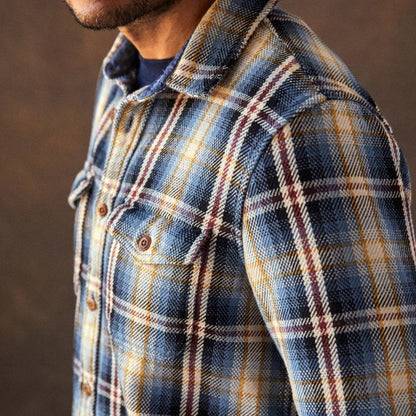 Outerknown SHIRT (Medium-XLarge) French Blue Spotlight Plaid - CLOTHING - [Surfboards Surf Shop and Clothing Boutique Honolulu]