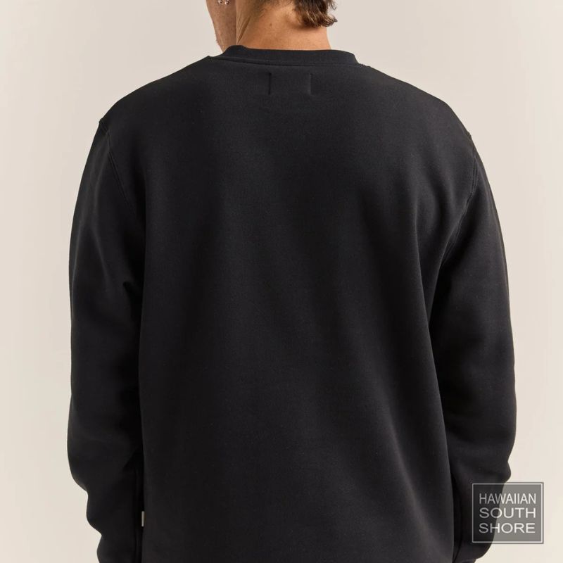 RHYTHM Sweater Brand Crew Fleece (XSmall-XLarge) Black - CLOTHING - [Surfboards Surf Shop and Clothing Boutique Honolulu]