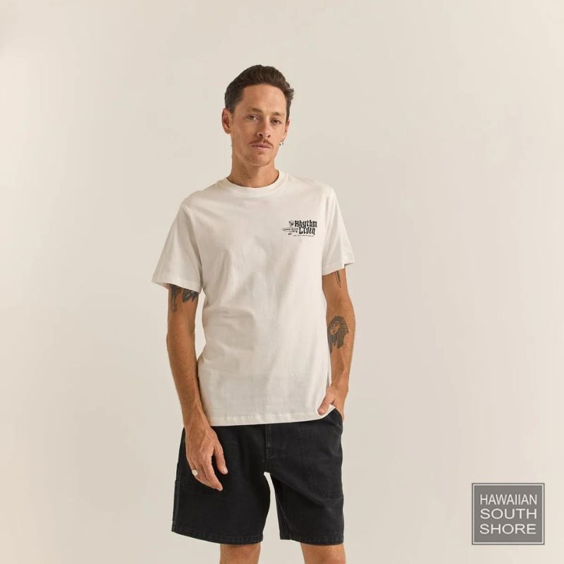 RHYTHM T-Shirt Livin' Tee (Small - XLarge) White -  - [Surfboards Surf Shop and Clothing Boutique Honolulu]