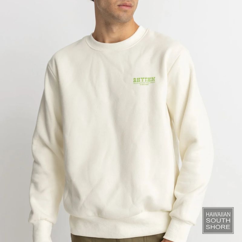 RHYTHM Sweater Crew Fleece Fungi (Small-Large) Vintage White - CLOTHING - [Surfboards Surf Shop and Clothing Boutique Honolulu]