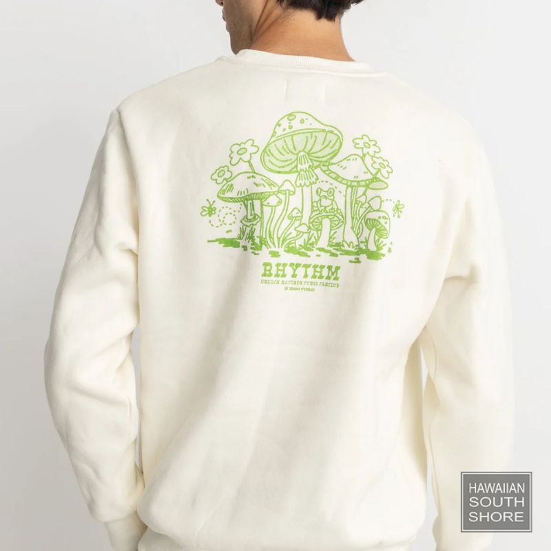 RHYTHM Sweater Crew Fleece Fungi (Small-Large) Vintage White - CLOTHING - [Surfboards Surf Shop and Clothing Boutique Honolulu]