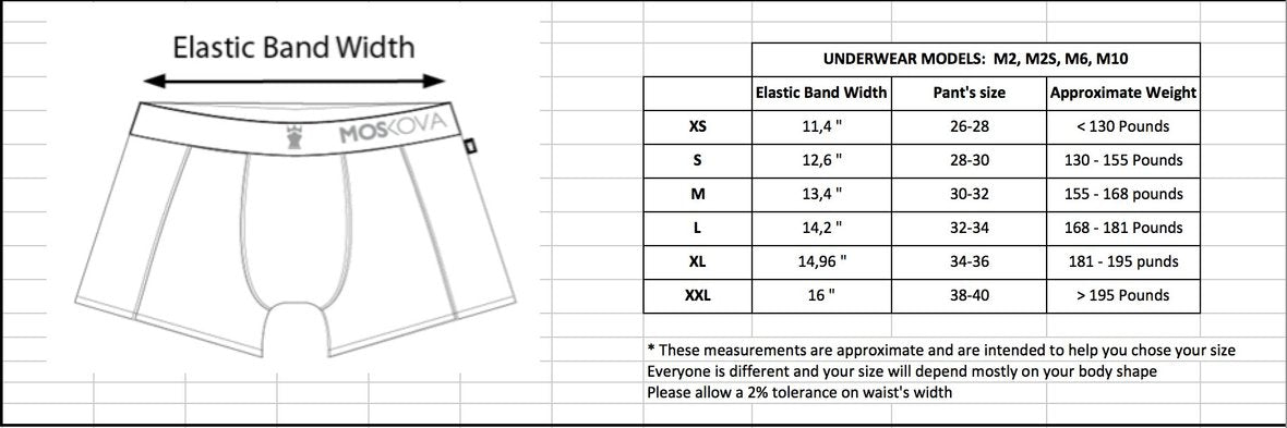 Moskova Boxer Size Chart