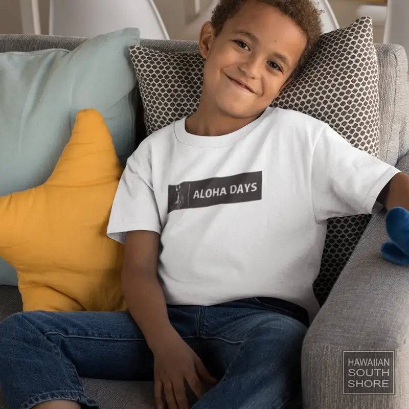 Aloha Days Box Logo 2 Kids Made in Hawaii S-XL Navy - CLOTHING - [Surfboards Surf Shop and Clothing Boutique Honolulu]