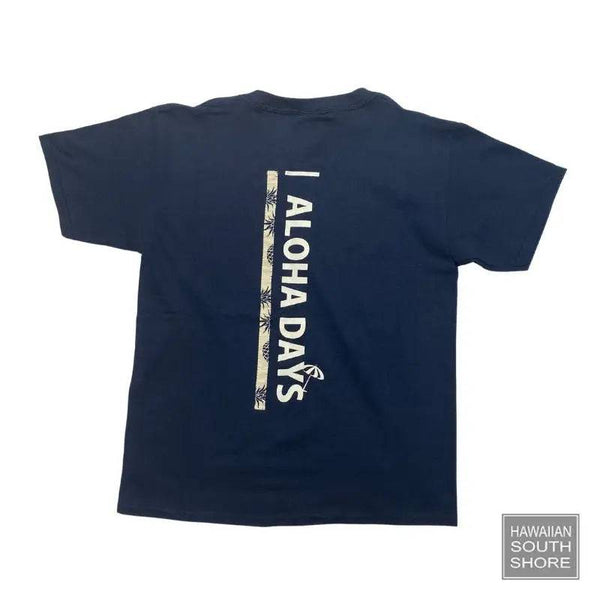 Aloha Days Box Logo 2 Kids Made in Hawaii XS-L Navy - CLOTHING - [Surfboards Surf Shop and Clothing Boutique Honolulu]