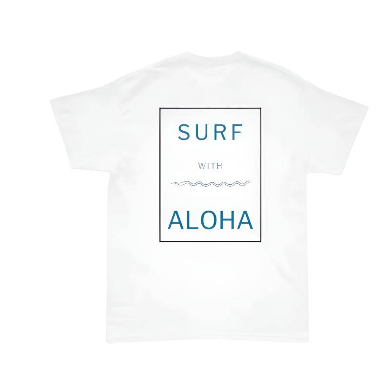 Aloha Days Men's T-Shirt SURF & ALOHA Made in Hawaii (Small-XLarge) White