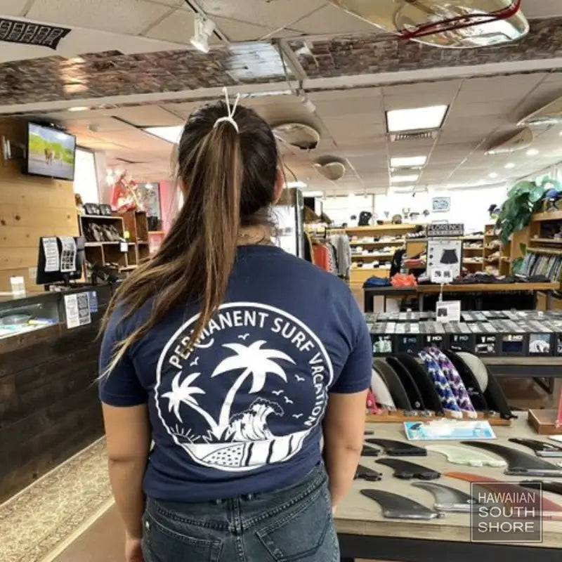 Aloha Days PERMANENT VACATION Hand Sewn Navy White Color - CLOTHING - [Surfboards Surf Shop and Clothing Boutique Honolulu]