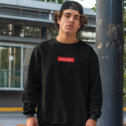 Aloha Days Sweater Box Made in Hawaii Black - CLOTHING - [Surfboards Surf Shop and Clothing Boutique Honolulu]