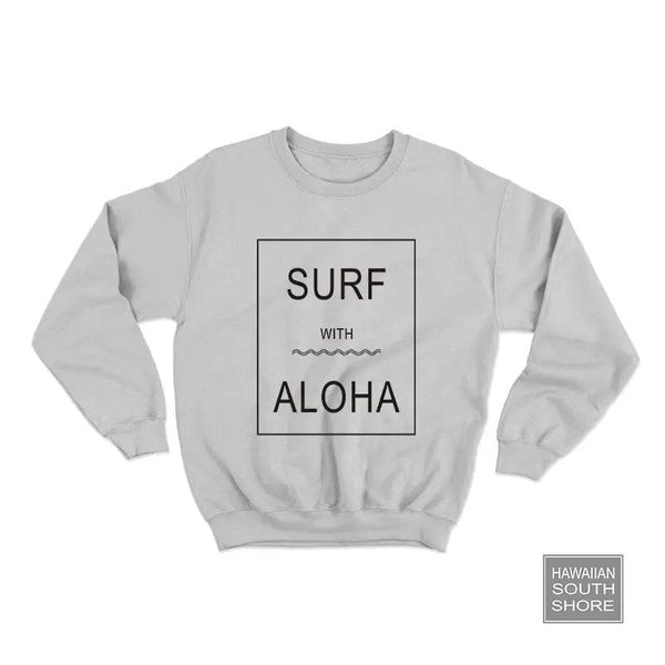 Aloha Days Sweater Surf with Aloha Made in Hawaii Grey - CLOTHING - [Surfboards Surf Shop and Clothing Boutique Honolulu]