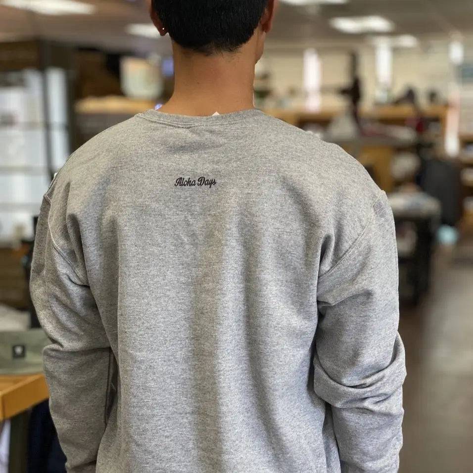 Aloha Days Sweater Surf with Aloha Made in Hawaii Grey - CLOTHING - [Surfboards Surf Shop and Clothing Boutique Honolulu]