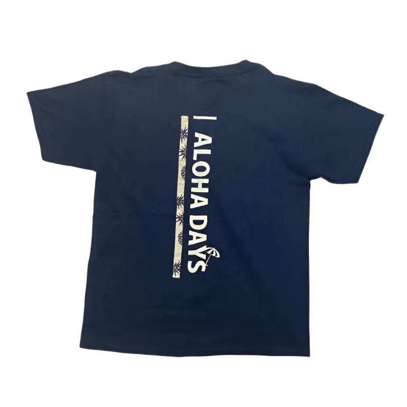 Aloha Days T-Shirt Box Logo 2 Small-Large Navy - CLOTHING - [Surfboards Surf Shop and Clothing Boutique Honolulu]