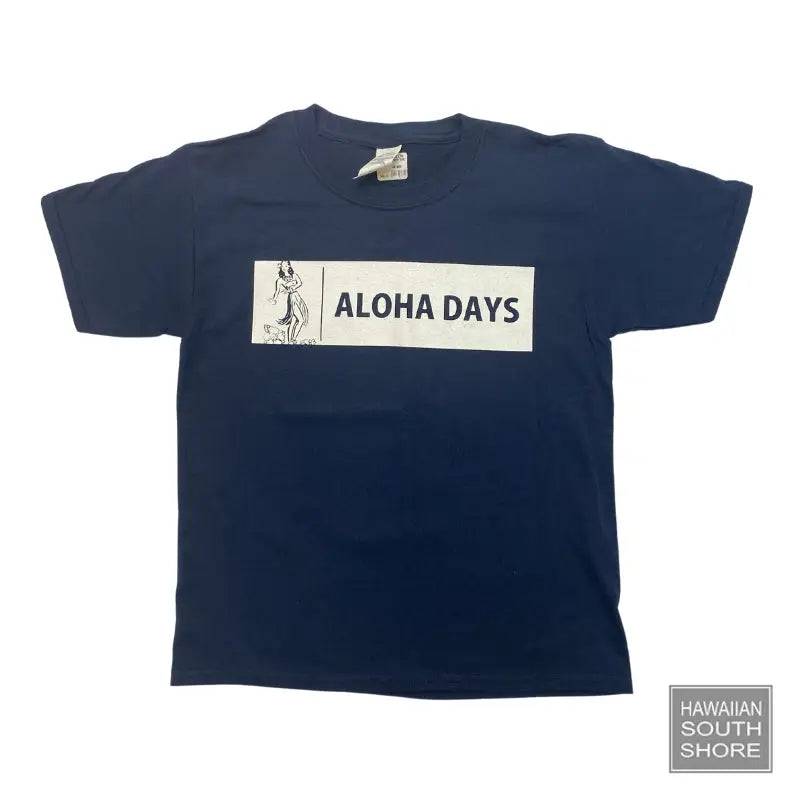 Aloha Days T-Shirt Box Logo 2 Small-Large Navy - CLOTHING - [Surfboards Surf Shop and Clothing Boutique Honolulu]