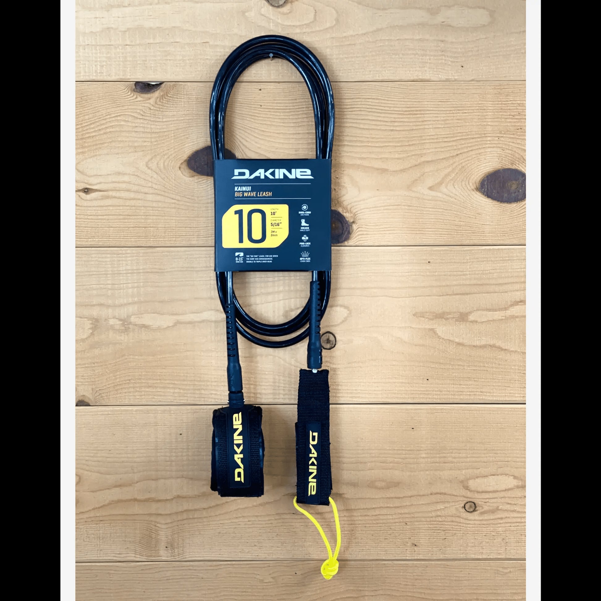 DAKINE Leash Kainui Team 10' Black Yellow Color - SHOP SURF ACC. - [Surfboards Surf Shop and Clothing Boutique Honolulu]