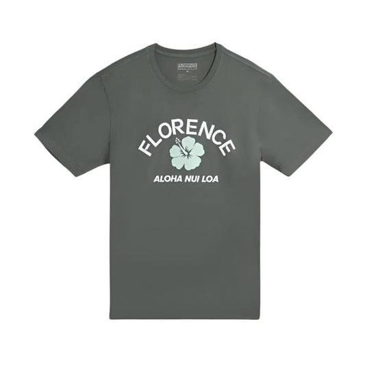 Florence Marine X T-Shirt Hibiscus Small-XLarge Dark Sage - CLOTHING - [Surfboards Surf Shop and Clothing Boutique Honolulu]