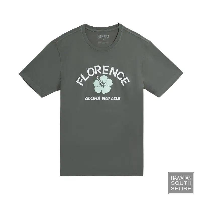 Florence Marine X T-Shirt Hibiscus Small-XLarge Dark Sage - CLOTHING - [Surfboards Surf Shop and Clothing Boutique Honolulu]