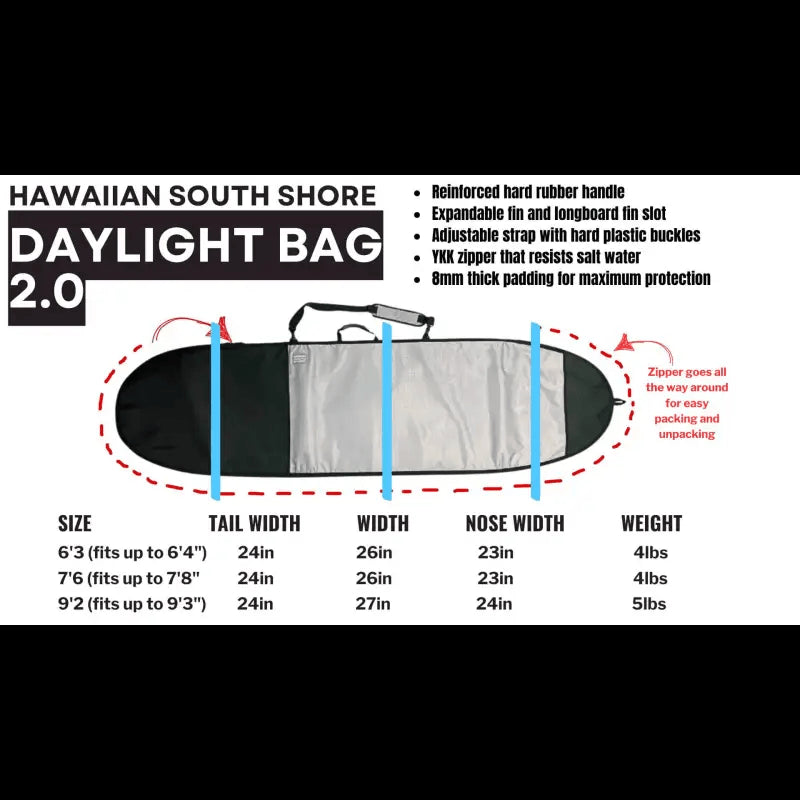 HawaiianSouthShore Daylight Deluxe Surfboard Bag 2.0 - SHOP SURF ACC. - [Surfboards Surf Shop and Clothing Boutique Honolulu]