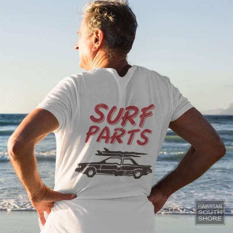 HawaiianSouthShore SURF PARTS Made in Hawaii S-2XL White Red - CLOTHING - [Surfboards Surf Shop and Clothing Boutique Honolulu]