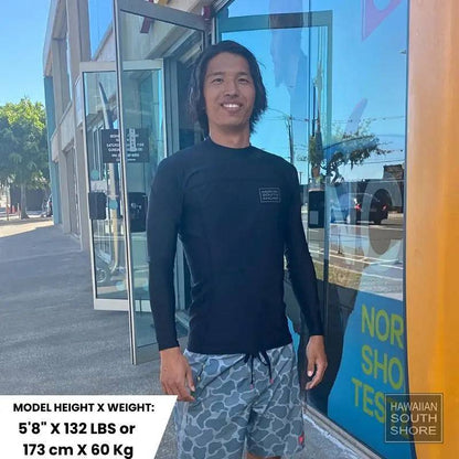 HawaiianSouthShore UPF50 Rashguard Fitted (XSmall-2XLarge) Longsleeves Black - CLOTHING - [Surfboards Surf Shop and Clothing Boutique Honolulu]