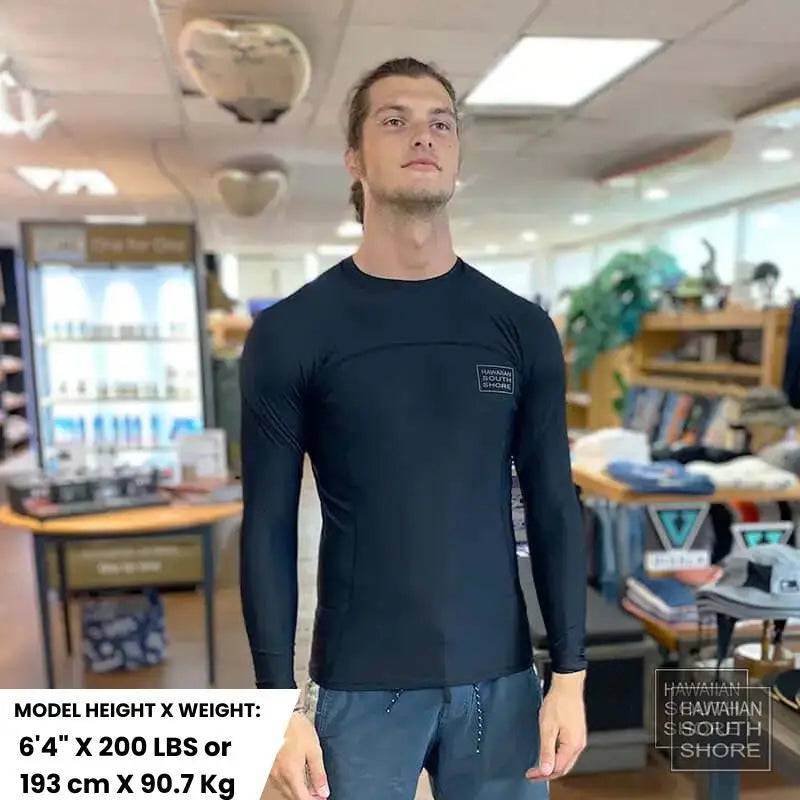 HawaiianSouthShore UPF50 Rashguard Fitted (XSmall-2XLarge) Longsleeves Black - CLOTHING - [Surfboards Surf Shop and Clothing Boutique Honolulu]