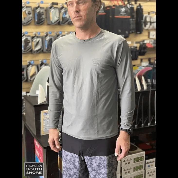 HawaiianSouthShore UPF50 Rashguard Loosefit (Small-2XLarge) Longsleeves Grey - CLOTHING - [Surfboards Surf Shop and Clothing Boutique Honolulu]