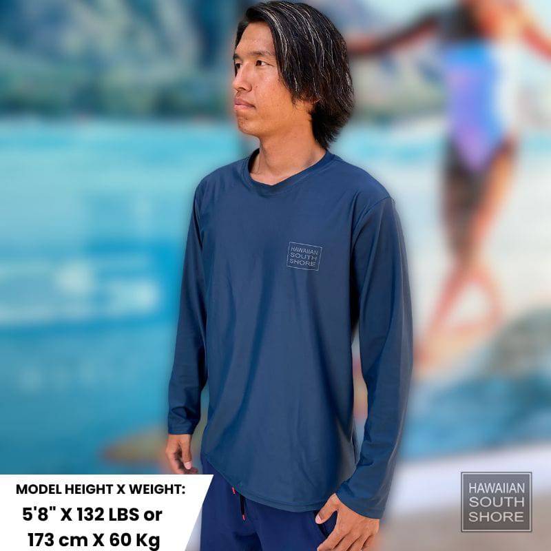 HawaiianSouthShore UPF50 Rashguard (Small-2XLarge) Loosefit Longsleeves Navy - CLOTHING - [Surfboards Surf Shop and Clothing Boutique Honolulu]