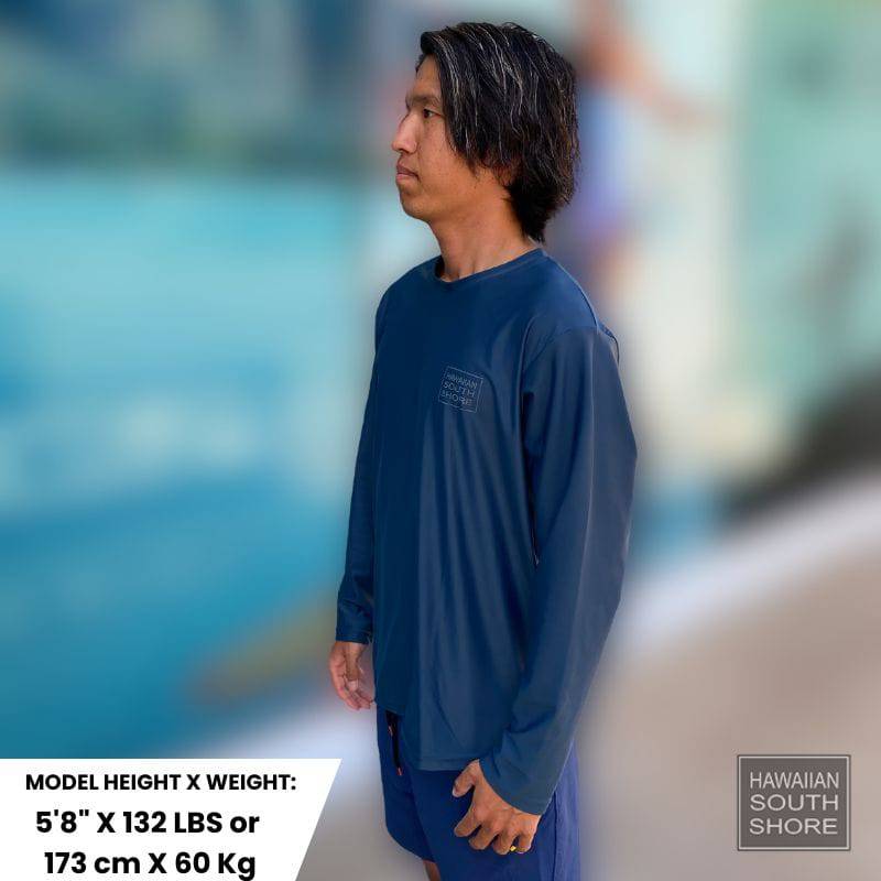 HawaiianSouthShore UPF50 Rashguard (Small-2XLarge) Loosefit Longsleeves Navy - CLOTHING - [Surfboards Surf Shop and Clothing Boutique Honolulu]