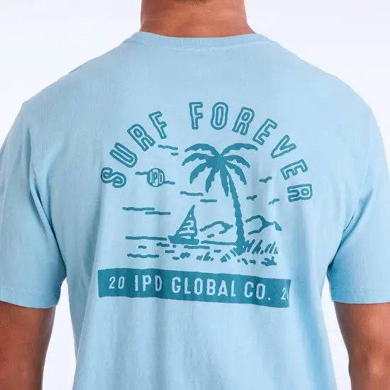 IPD T-Shirt Super Soft Forever Palm Small-XLarge Mist Blue - CLOTHING - [Surfboards Surf Shop and Clothing Boutique Honolulu]