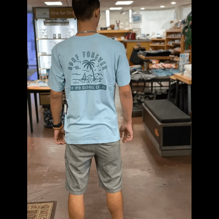 IPD T-Shirt Super Soft Forever Palm Small-XLarge Mist Blue - CLOTHING - [Surfboards Surf Shop and Clothing Boutique Honolulu]