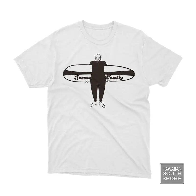 HawaiianSouthShore T-Shirt JAMES SURFER Small-XLarge White Black Color - CLOTHING - [Surfboards Surf Shop and Clothing Boutique Honolulu]