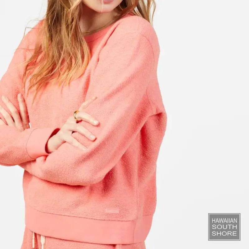 Outerknown Sweater Women's Hightide Crew Small-XLarge Bright Coral - CLOTHING - [Surfboards Surf Shop and Clothing Boutique Honolulu]