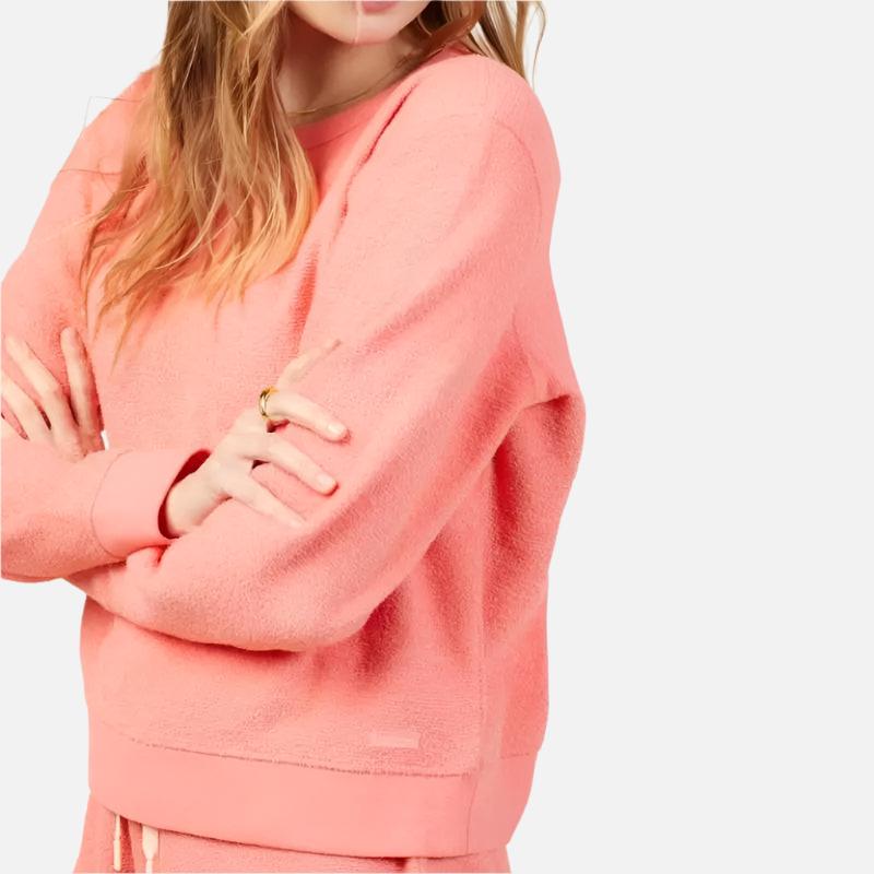 Outerknown Sweater Women's Hightide Crew Small-XLarge Bright Coral - CLOTHING - [Surfboards Surf Shop and Clothing Boutique Honolulu]