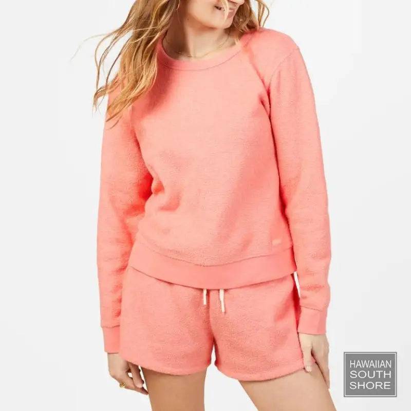 Outerknown Sweater Women's Hightide Crew Small-XLarge Bright Coral - CLOTHING - [Surfboards Surf Shop and Clothing Boutique Honolulu]