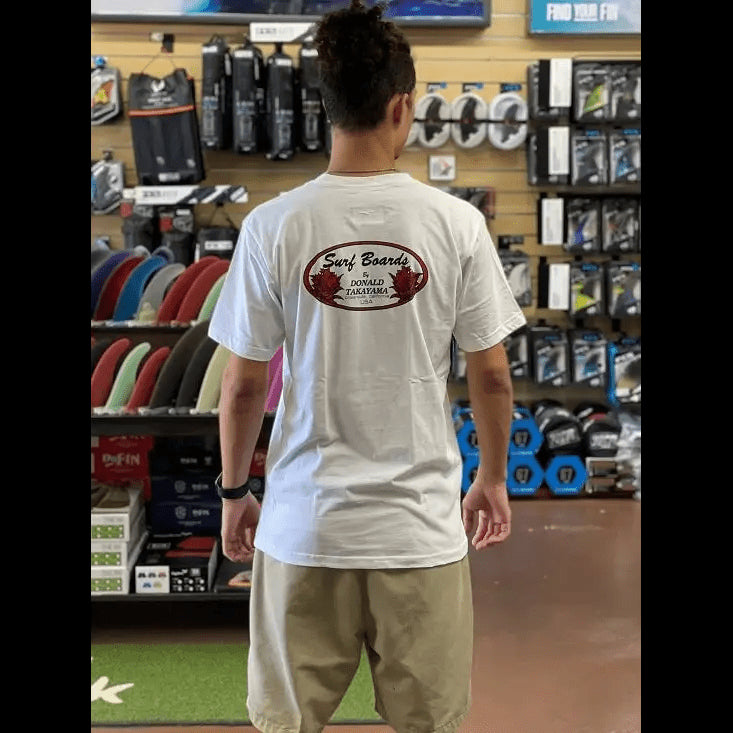 Donald Takayama Tee Red Oval Logo Short Sleeve White - CLOTHING - [Surfboards Surf Shop and Clothing Boutique Honolulu]