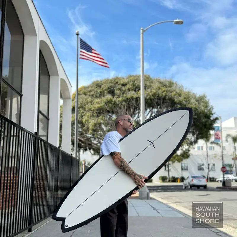 CJ Nelson MILO (6'3-6'9) 3 Fin FCS Thunderbolt Black OFF WHITE/CARBON RAIL - SHOP SURFBOARDS - [Surfboards Surf Shop and Clothing Boutique Honolulu]