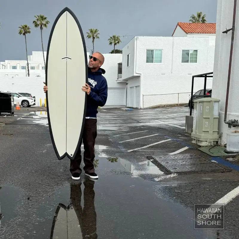 CJ Nelson MILO (6'3-6'9) 3 Fin FCS Thunderbolt Black OFF WHITE/CARBON RAIL - SHOP SURFBOARDS - [Surfboards Surf Shop and Clothing Boutique Honolulu]